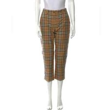 BURBERRY PLAID CHECK STRAIGHT LEG CROPPED PANTS NEW WITH TAGS SIZE US 4