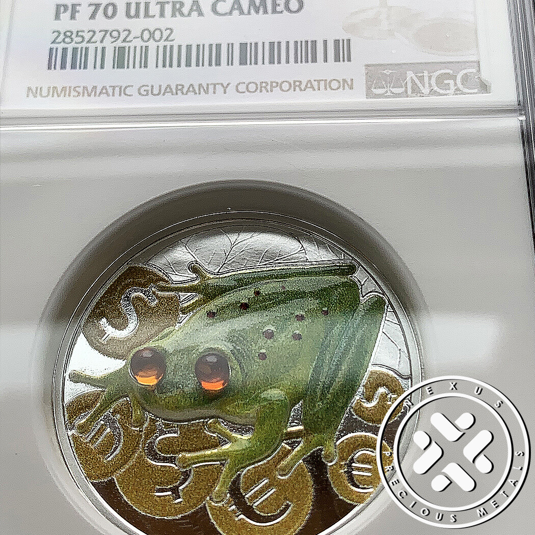 2015 NGC PF 70 ULTRA $2 CAMEO MONEY FROG COLORIZED 1 OZ SILVER