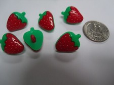 10 pcs RED STRAWBERRY BUTTONS RESIN HAIRBOW C...