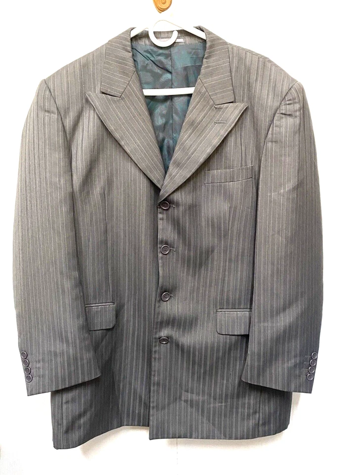 George Martin Collection Men Gray 2 Piece Suit SZ 36 nylon paisley lining — 第 3/4 张图片