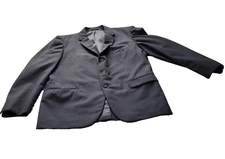 Vintage Sport Coat Suit Jacket Blazer 39 Gray Pin Stripe Classic Office Curlee