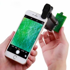 60X-100X UV LED Lighted Pocket Microscope Magnifier With Clip For Cellphone