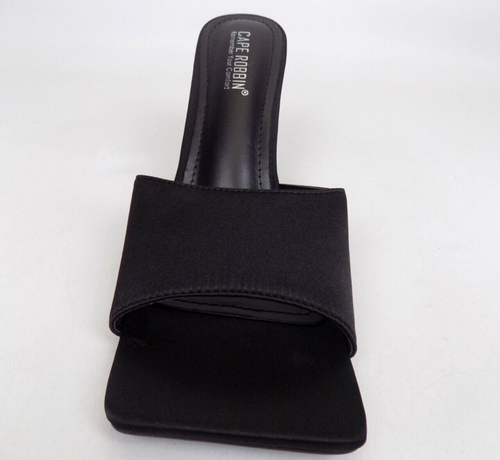 NEW! CAPE ROBBIN Women's Four Square Heels Evening Sandals Size 9.0 Black Satin - Picture 3 of 12