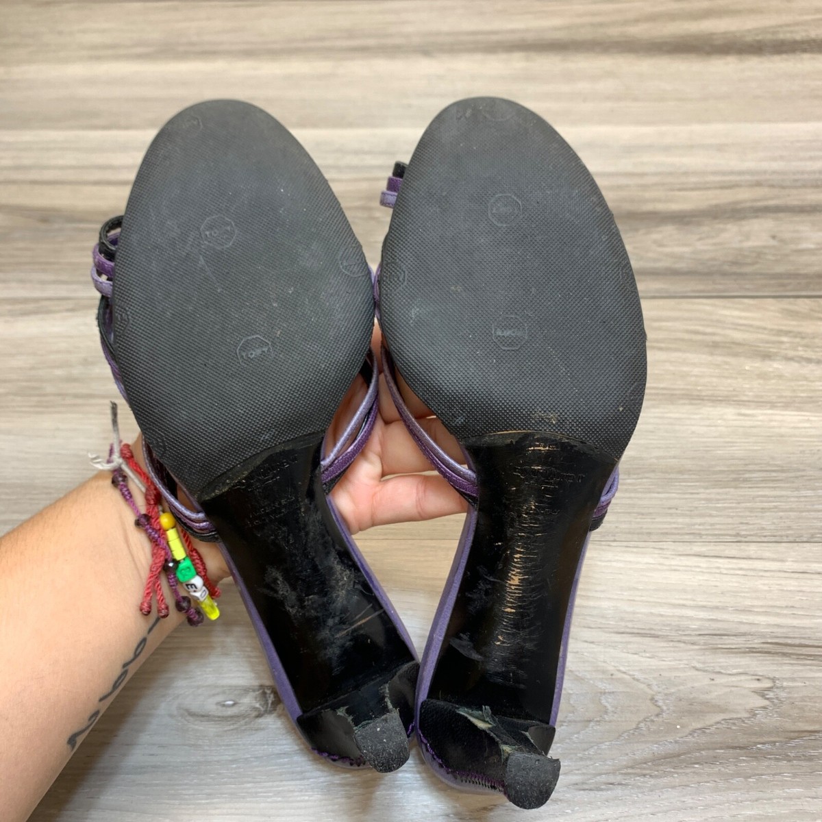 YSL イヴサンローラン ミュール ヒール パンプス サンダル 紫 サイズ27㎝ イヴサンローラン トリビュート パテントレザー サンダル 37 1/2