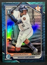 2024 Bowman Chrome Baseball Astros 1st Bowman Waner Luciano Blue Reptilian /150