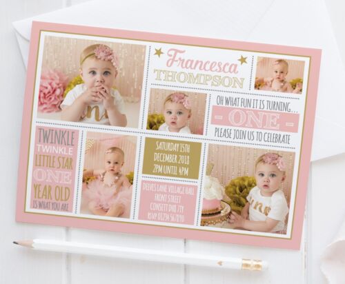 10 Personalised Boy Girl First 1st Birthday Party PHOTO Invitations Invites - Picture 9 of 22