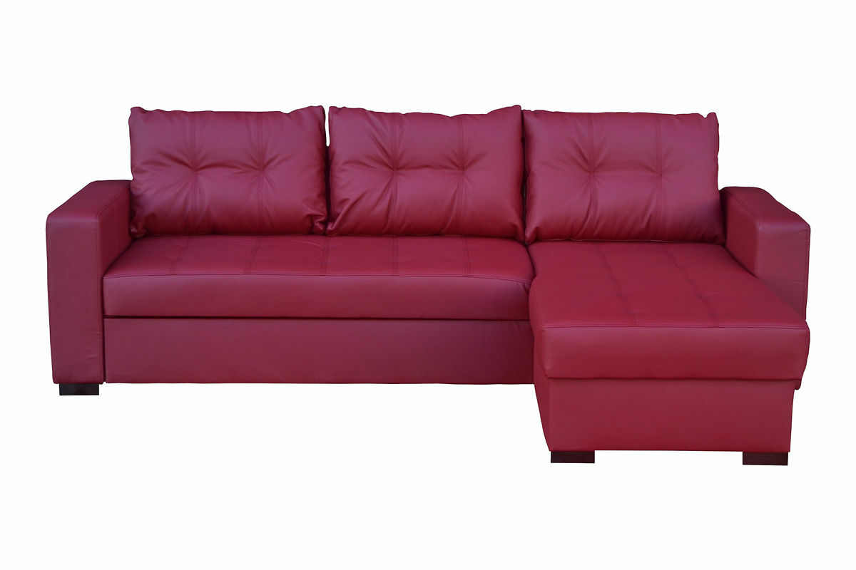 Gianni Corner Sofa Bed Faux Leather in Black, Cream, Brown Right or