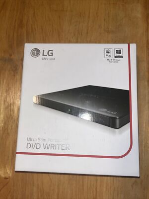 LG Ultra Slim Portable DVD Writer Windows Mac TV Compatible Black M Disc SP80