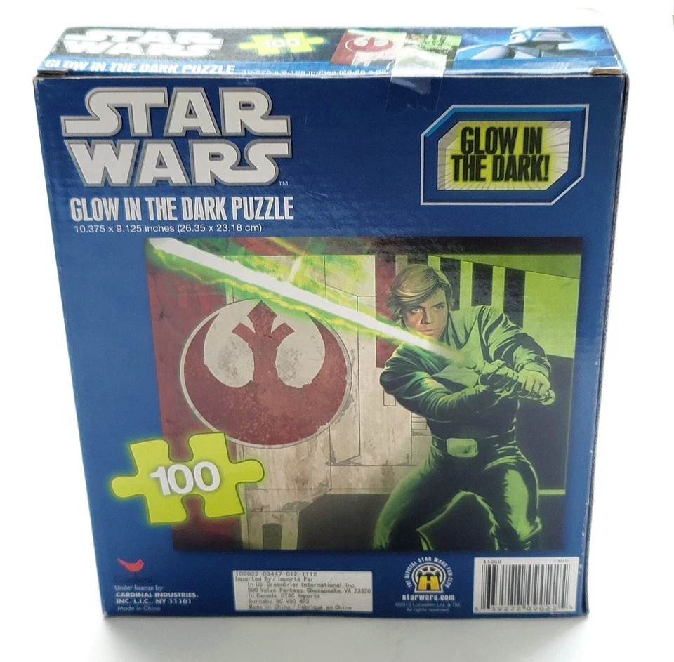 Rompecabezas Cardinal Star Wars Brilla en la Oscuridad 100 piezas 44659 10.3"x 9.1" Sable de Luz Foto 4 de 4