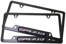 2ps Plaid Stainless Steel License Plate Frame Holder Carbon Fiber For Tesla