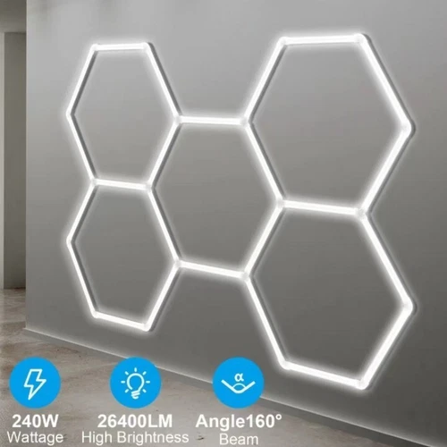 5x Lámpara LED hexagonal taller garaje pared techo lámpara nido de abeja iluminación DE - Imagen 3 de 19