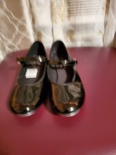 GIRLS SIZE 1.5 TAP SHOES ABT SPOTLIGHTS Black Mary Jane faux patent leather