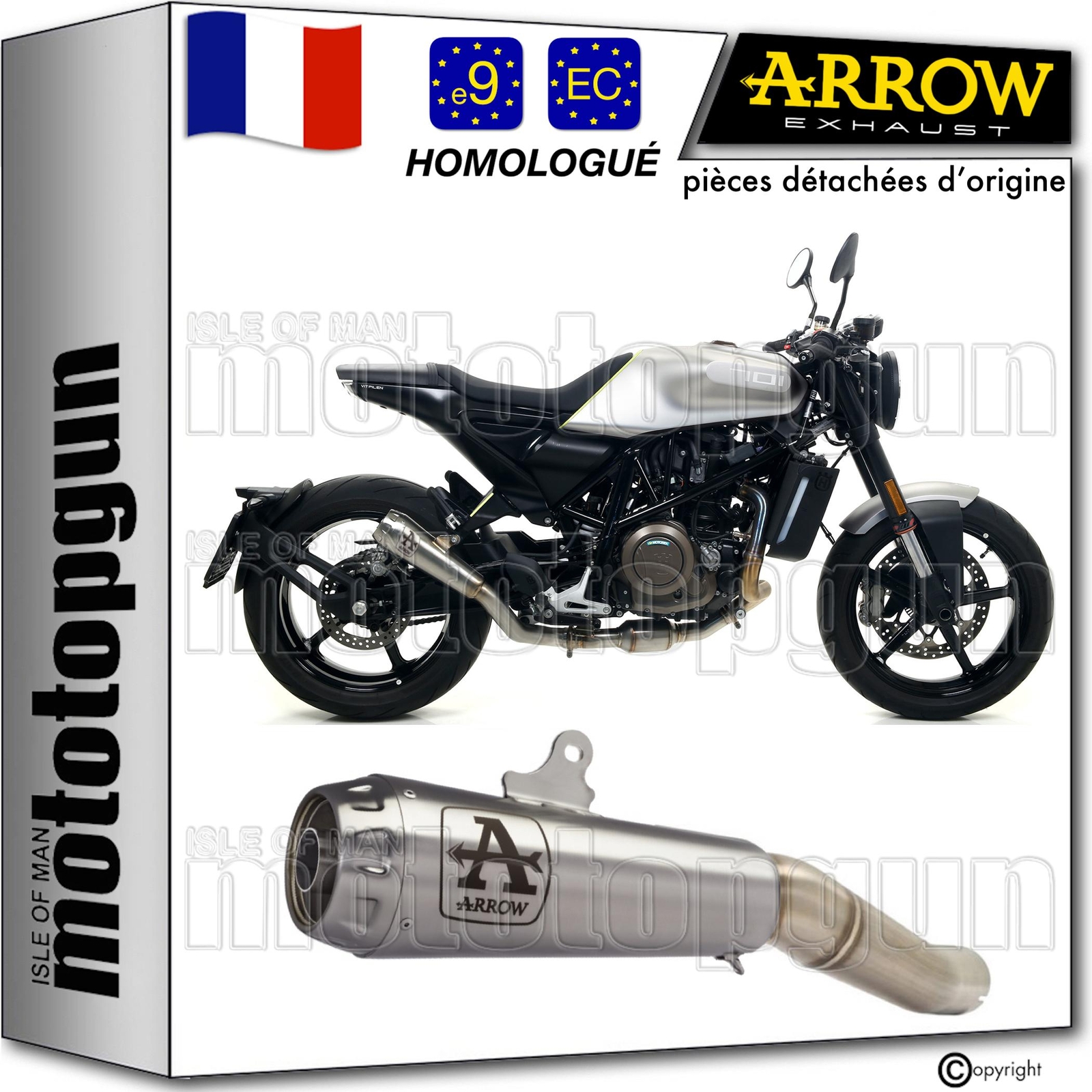 Silencieux moto Arrow Pro-Race nichrom Husqvarna Vitpilen 701 2019 homologué
