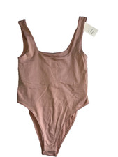 A New Day Women's Long Sleeve Bodysuit Medium Light Pink NWT