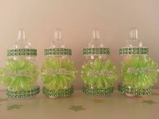 12 Green Fillable Bottles Baby Shower Favors Prizes Games Girl or Boy Decoration