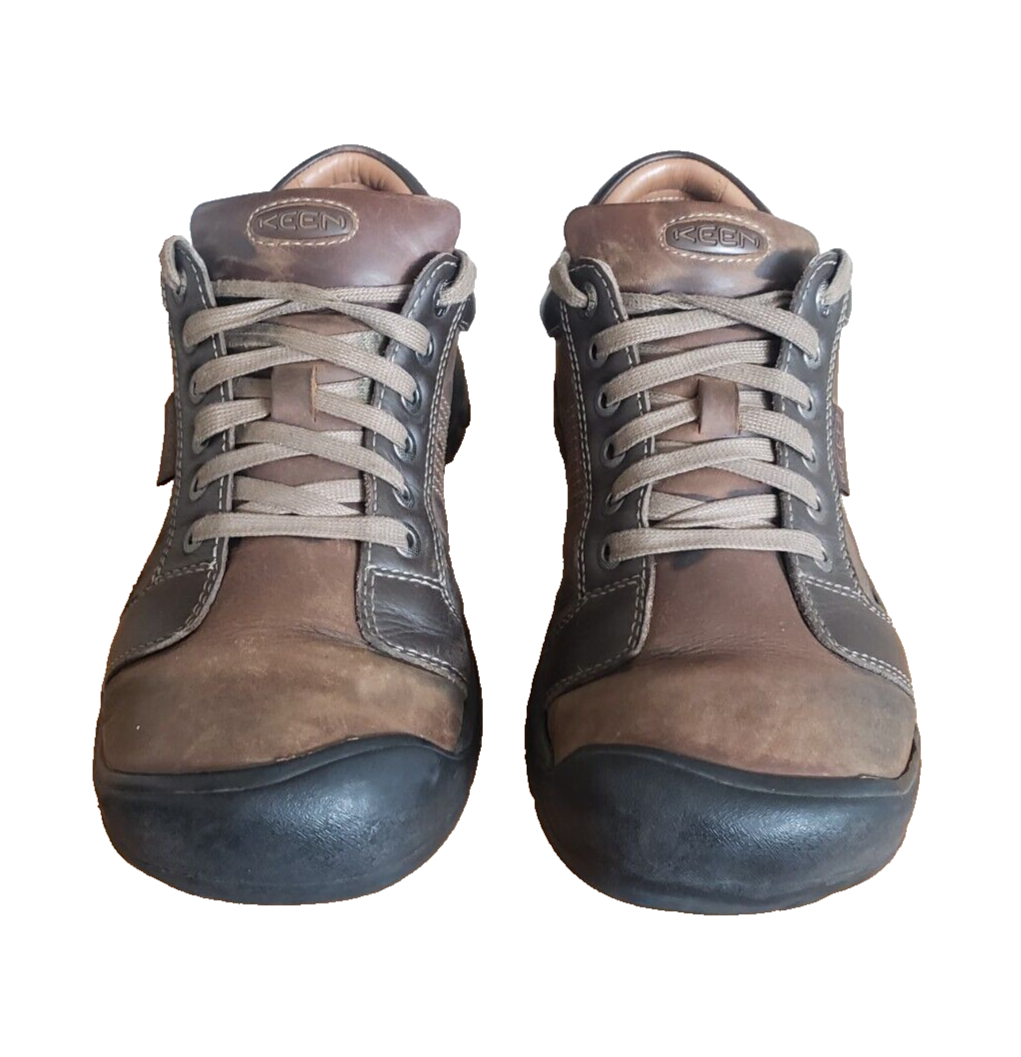 Scarpe basse uomo KEEN Austin bassa altezza pelle marrone Oxford taglia 12 passeggio escursionismo