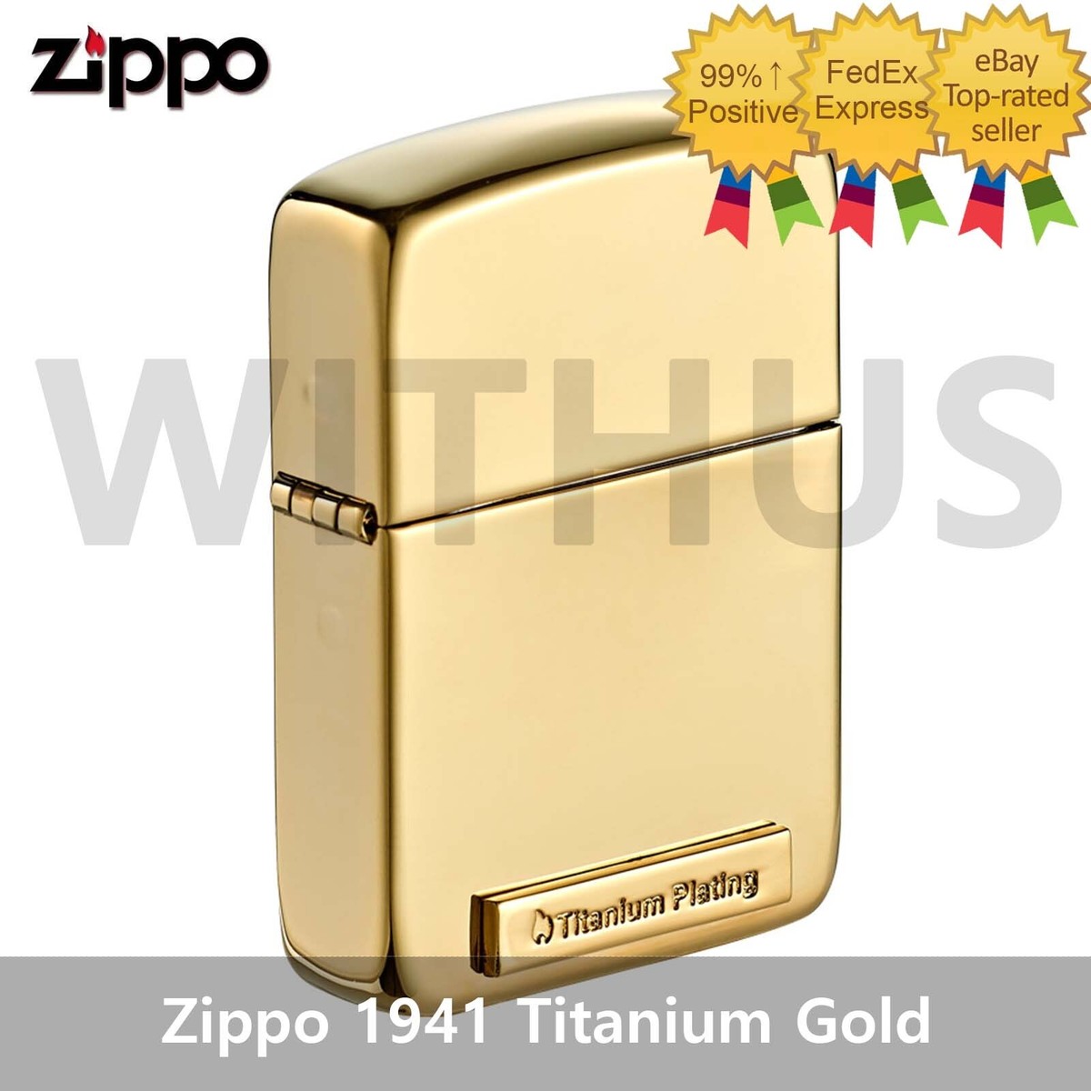 Zippo 1941 Titanium Gold Titanium Coated Emblem Brass Lighter New