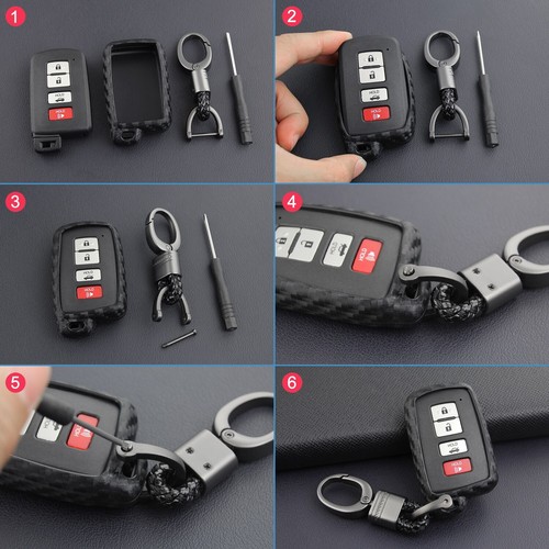Para Toyota Corolla Highlander 4Runner Coche Llavero Estuche Cubierta Cadena Fibra de Carbono - Imagen 6 de 7