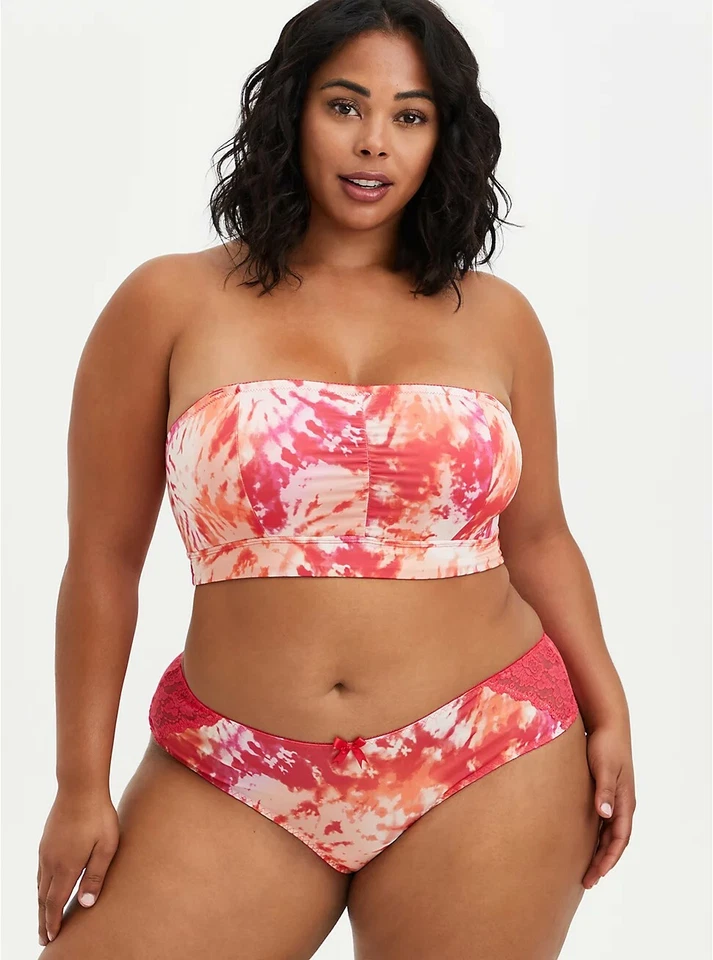 Sujetador 2X Torrid 2 18 20 C D DD Microfibra Bandeau Rosa Naranja Tue Dye Mujer Plus Foto 3 de 4
