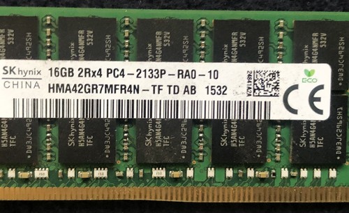 x2 Each = SK Hynix 16GB 2Rx4 PC4-2133P-RA0-10 ECC REG Server P/N: HMA42GR7AFR4N - Picture 2 of 3