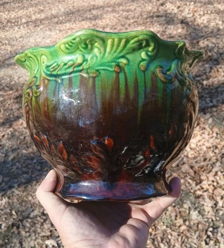 Weller Art Pottery Majolica Jardinière Plant Pot Art Nouveau 1900s Antique