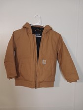 Carhartt Quilt Lined Hooded Canvas Jacket; Youth S 7-8 ; Full Zip; Mo. OJ8545-B
