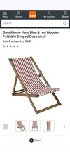 2x Red And Blue Wooden Deck Chairs (Brand New In Box) From B&Q