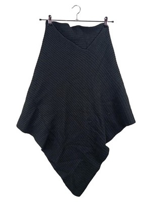 Marc O'Polo Damen Poncho Schwarz Rippstrick V-Ausschnitt Gr. UNI