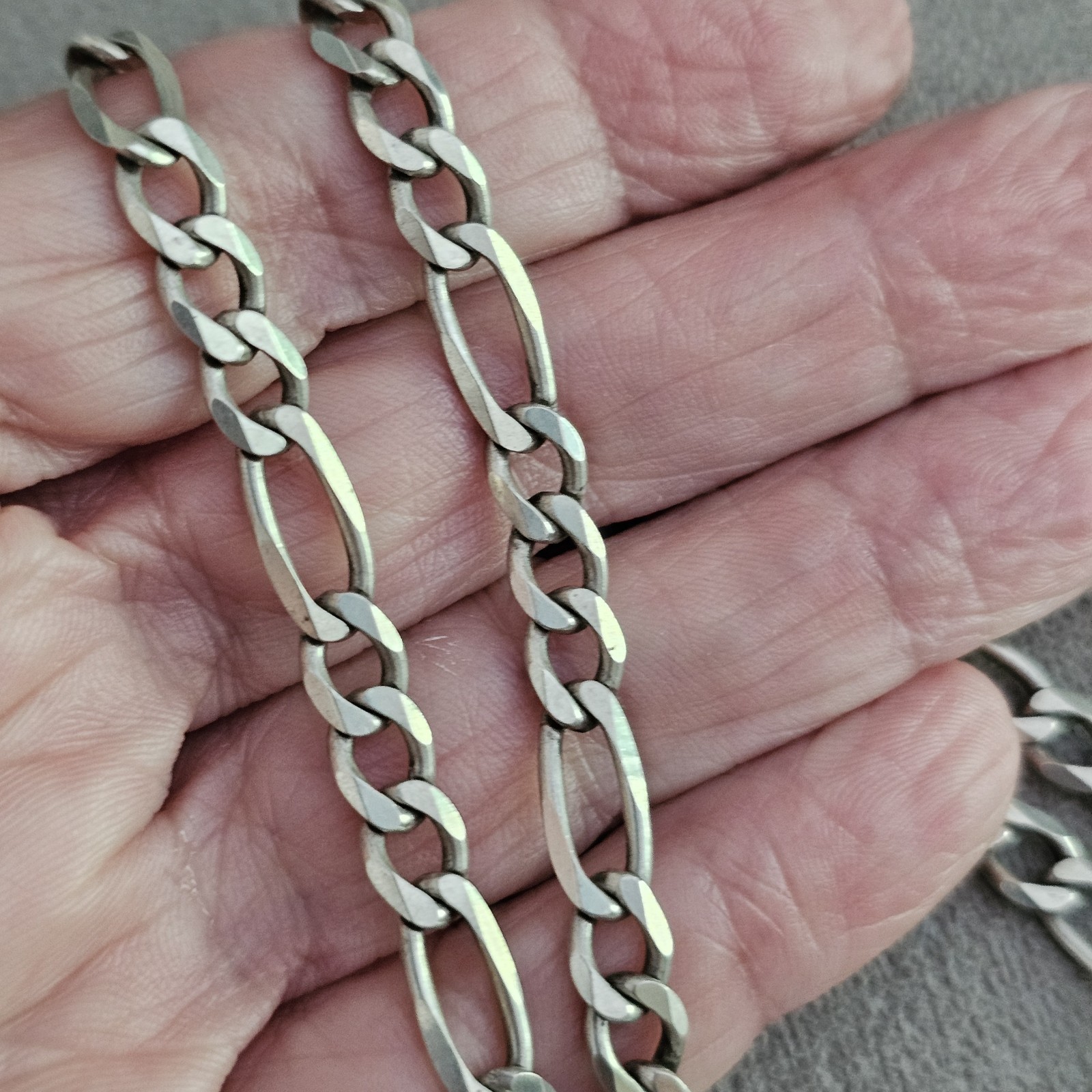 Figaro Link Solid Sterling Chain 18 inch Italy 5m… - image 3