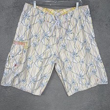 VTG Ocean Pacific OP Board Shorts w/ Surf Wax Comb Mens 36x10 Floral Swim Trunks