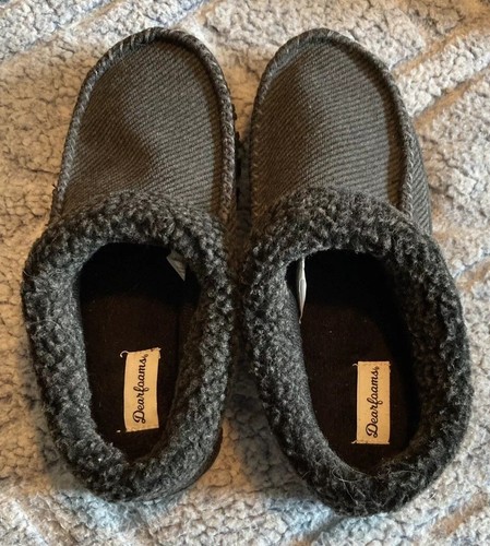 Womens Slippers Size 7/ B Dearfoams Slip On Memory Foam Rib Knit Small