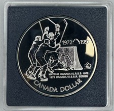 1997 BU Canada 25th Anniv Hockey Victory 1972 Sterling Silver Dollar RCM Coin
