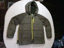 Fabletics Womens Green Hooded Puffer Jacket With Neon Zippers Coat Size M Used