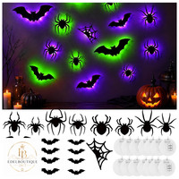 LED Fledermaus Halloween Deko 21 StüCk 3D Leuchtende FledermäUse Spinnen