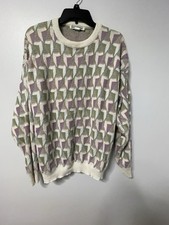 90s men  s cotton sweater pullover crewneck geometric pattern multicolor large