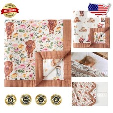Large 47" X-Large Muslin Baby Quilt - Silky Soft Western Cowgirl Theme