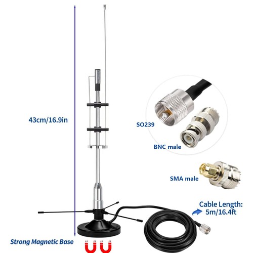 2m 70cm GMRS Antenna, Outdoor Indoor Desktop Police Scanner Antenna for House... - Picture 3 of 4