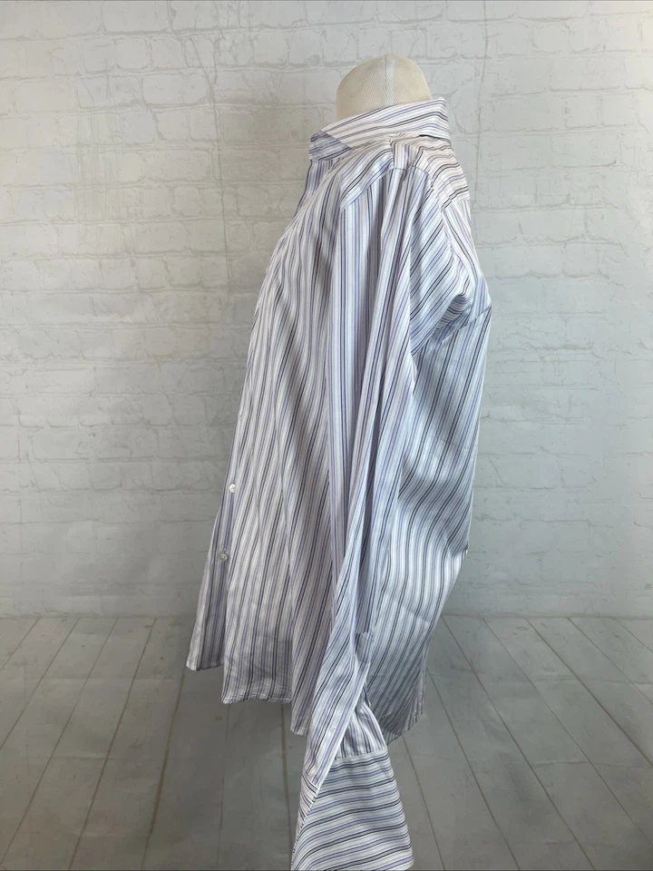 Camisa de vestir Hugo Boss para hombre púrpura blanco a rayas 100 % algodón 16 41 35/36 Foto 2 de 4