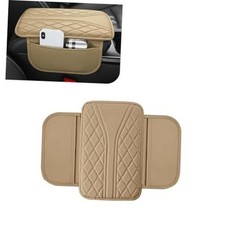Car Center Console Cover, Leather Arm Rest Cover with 2 Storage Bag, Beige