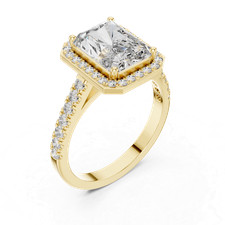 Anello Proposta Donna 2,48 Ct Taglio Radiante 41pz Diamante Creato in Laborat...