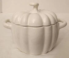 Crofton Small White Casserole Dish with Lid Pumpkin shaped
