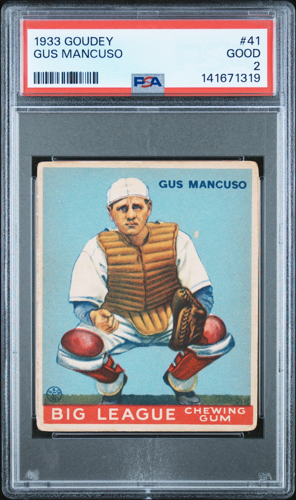 1933 GOUDEY #41 GUS MANCUSO PSA 2