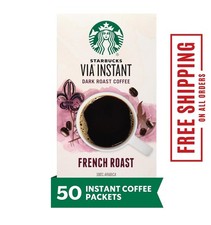 VIA Instant Coffee, Dark Roast Coffee, French Roast 1 box 50 packets 