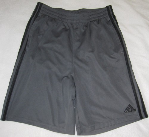 Adidas Boys Grey Stripe Elastic Waist Athletic Shorts Sz Youth Boys XL 18 20
