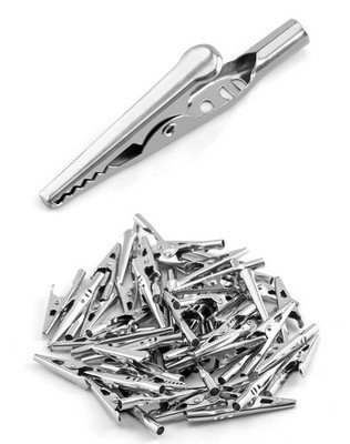 QWORK  50 Stück Krokodilklemmen, elektrische Prüfleitung Krokodil 50 Stück, silber 