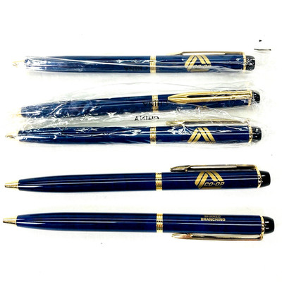Credit Union Pens Lot of 5 NEW Bank Co-Op Shared Branching Advertising Blue Gold
