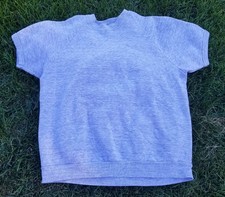 Vtg 80s Jerzees XL Short sleeve Raglan sweatshirt Tri Blend Gray Gym Workout