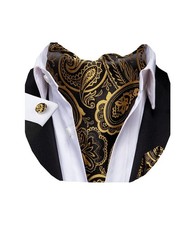 Paisley Floral Ascot for Men Self Tie Mens Cravat and Pocket Square Cufflinks...