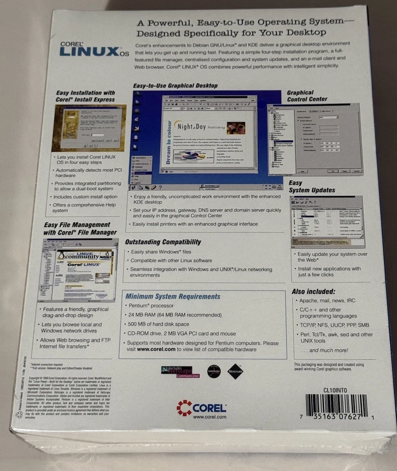 Corel Linux OS (1999) – Vintage Linux Distribution with WordPerfect 8- Sealed - Image 3 of 4
