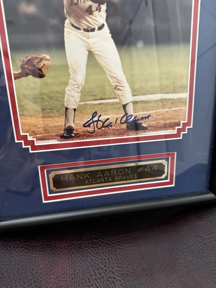 Hank Aaron Autographed Game Picture with Braves - 8" x 10" -PSA Certified - Image 3 of 4